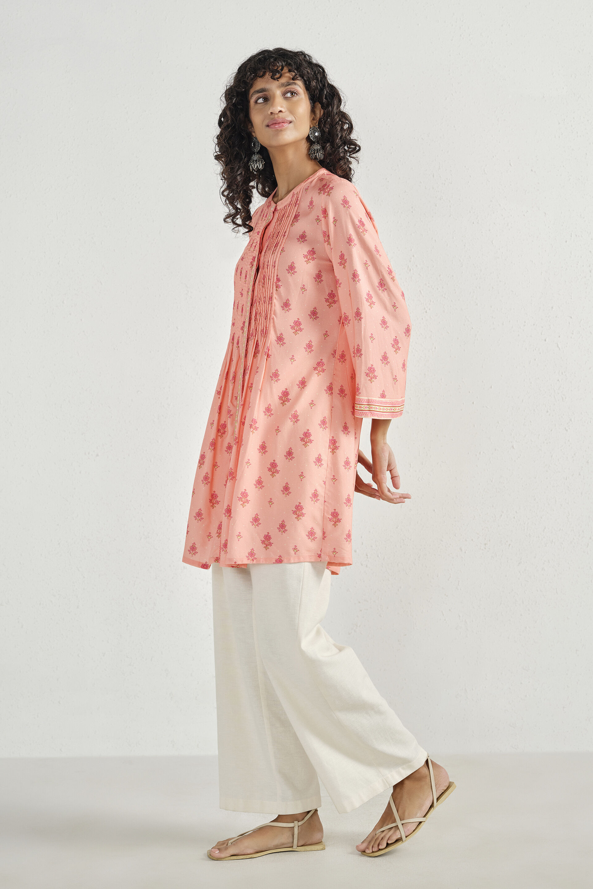 Anisa Pink Pleated Kurta, Pink, image 2